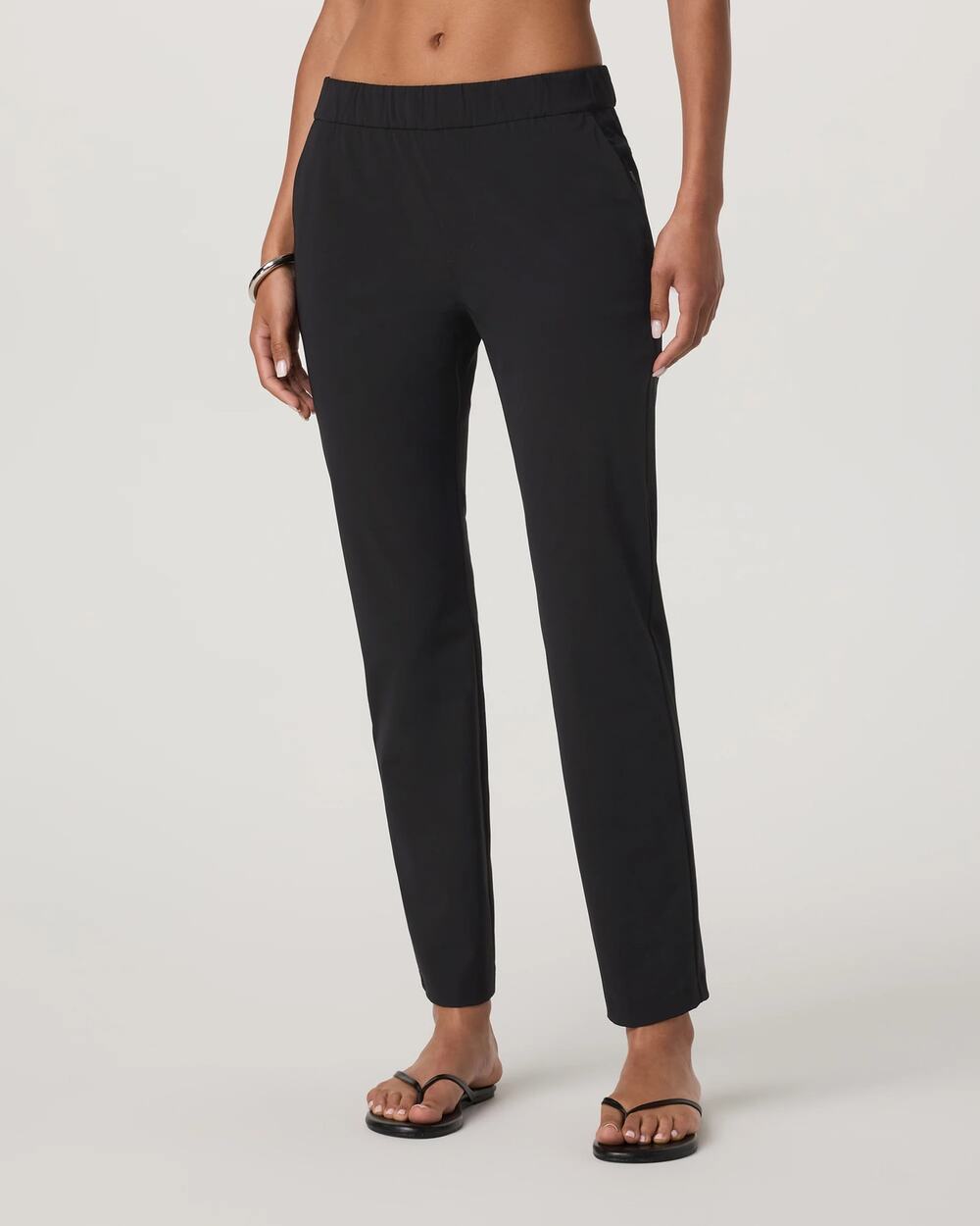 Vuori Miles Mid-Rise Elastic Waist Straight Leg Ankle Cropped Pants Black Large